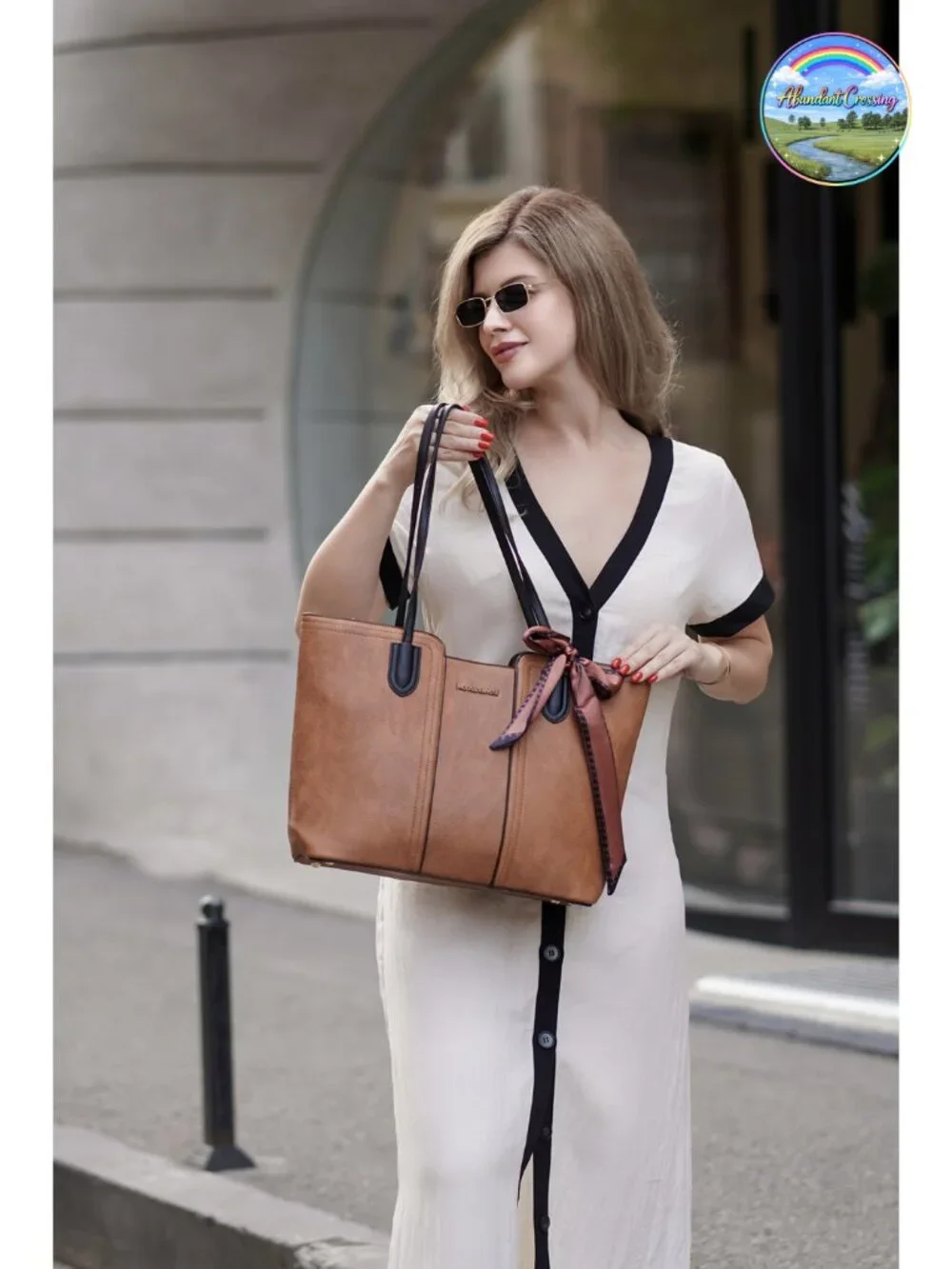 Faux Leather Tote Bag with Top Zipper for Women Office Casual
